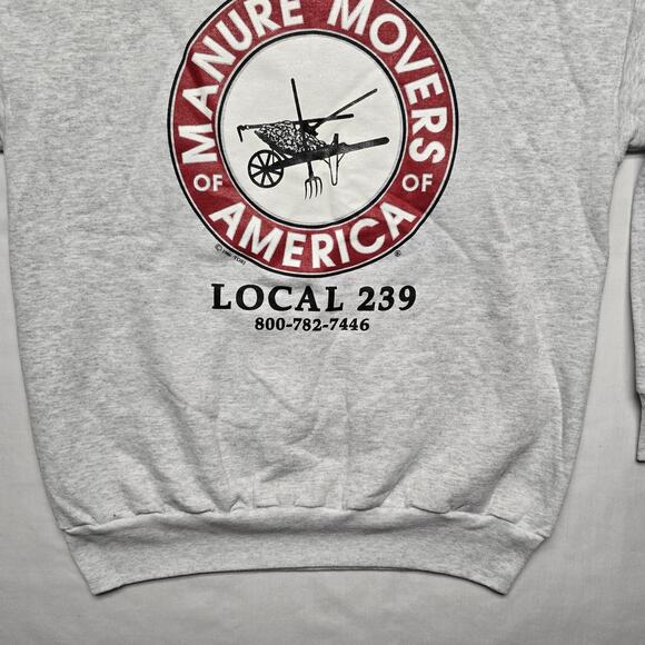 Vintage Sweatshirt Mens Large Gray Crewneck Manure Movers of America Local 239 - Picture 4 of 9